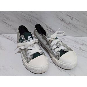 FOCO Michigan State Spartan Women's Silver Sparkle Green Spartan Sneaker Shoes S